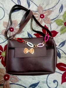 Brown Crossbody Bag with Bow Detail