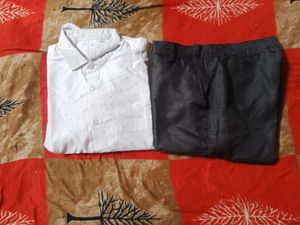 white shirt black shining pant