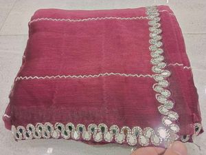Maroon Mirror Work Saree
