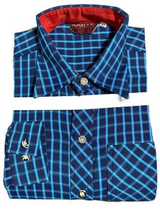 Blue Plaid Dress Shirt - Size 32