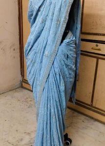 beutiful 😍 soft Georgette Light Blue Saree 🔥