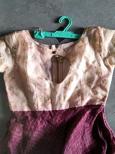 eligent ethnic wear frock with pattu fabric