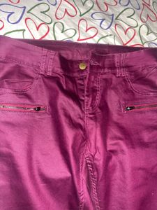 Plum Skinny Pants with Ankle Zippers