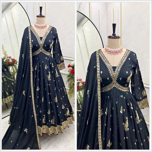Elegant Black & Gold Anarkali Gown