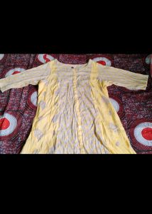 Yellow Printed A Line Dress