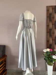 grey satin lux gown
