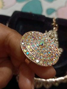 Kundan Stone Necklace Set With Free Ring