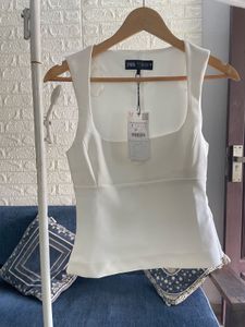 Zara White Square Neck Top