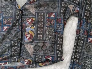 Patterned Long Sleeve mesh Top