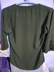 Olive Green Embellished Top