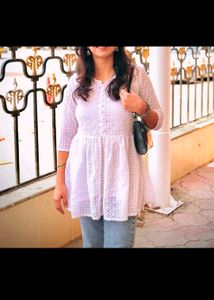 White Embroidered Tunic Top