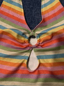 Retro Striped Halter Top