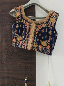 Embroidered Navy Blue Lehnga Blouse