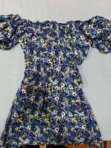 Floral Puff Sleeves Mini Dress