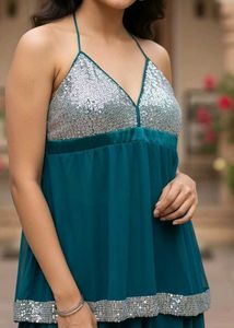 Sequin Teal Top