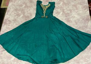 Teal Evening Gown with Heavy Work