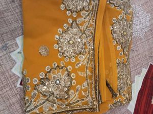 Elegant Yellow Embroidered Saree