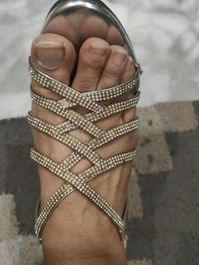 Silver Rhinestone Heels - Size 7