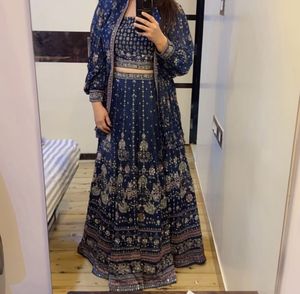 Navy Blue 3piece Lehenga Set