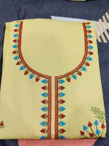 Cotton Unstitched Suit With Chiffon Dupatta