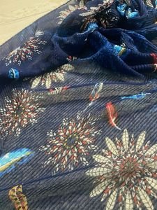 Printed Blue Floral Stole