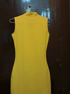 Yellow Mock Neck Mini Dress