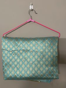 Light Blue &amp; Gold Banarasi Saree