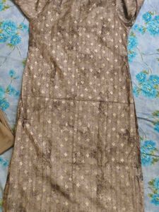 Elegant Golden Brown Printed Kurta Set