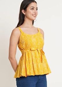 Chic Yellow Tie-Waist Top