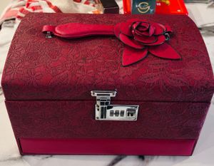 Red storage box- Jewellery or Make up