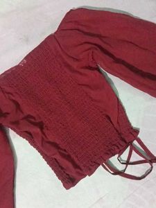 Chic Maroon Long Sleeve Top🌹✨