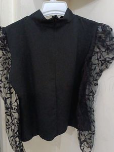 💥👌New Trend Party Wear Black Ribbed Top