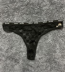 Only Love Black Lace Thong
