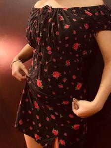 Black floral off shoulder sundress