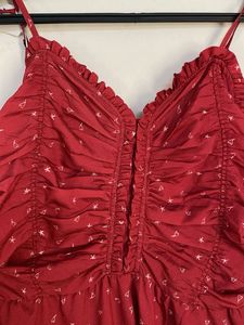 Red Print Ruffle Dress