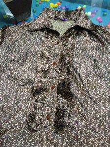 Patterned  Shirt Brown Top
