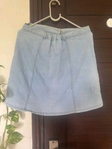 Light Wash Denim Button-Front Skirt