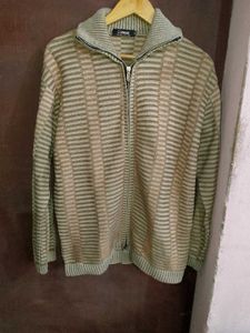 Striped Full Zip Sweater Jacket