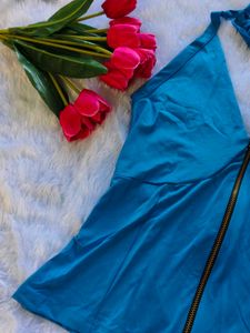 Blue Halter Top with Zipper