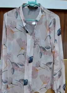 Floral Print Semi Transparent Top