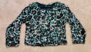Animal Print Sequin Top