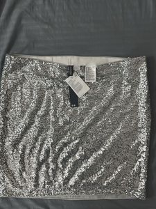 H&M Silver Sequin Mini Skirt