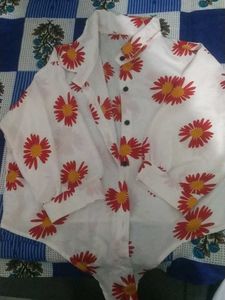 Off Shoulder Crop Top With Shirt