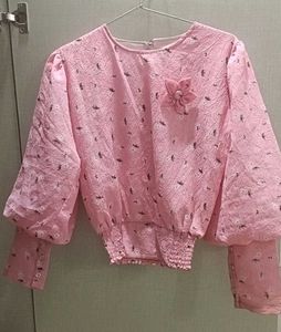 Pink Floral Print Top