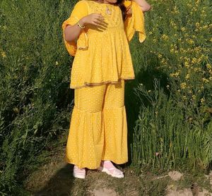Yellow Printed Kurta Set
