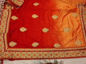 Elegant Red Saree with Gold Embroidery