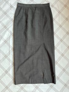 grey long skirt