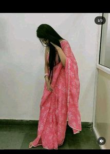 Pink Floral Saree