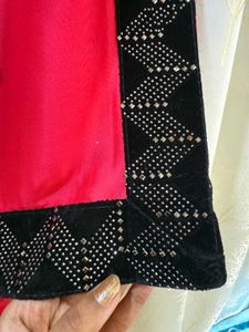 Pink &amp; Black Babydoll patch Saree