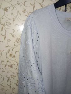 LOFT Sweater NWOT eyelet sleeves